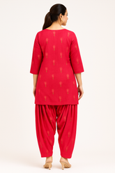 Pink Cambric Embroidered Set